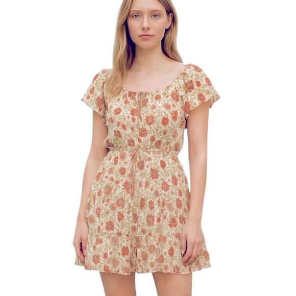 Rachel Zoe Floral Print Flutter Sleeve Tiered Ruffle Mini Dress Size Small - Picture 1 of 14